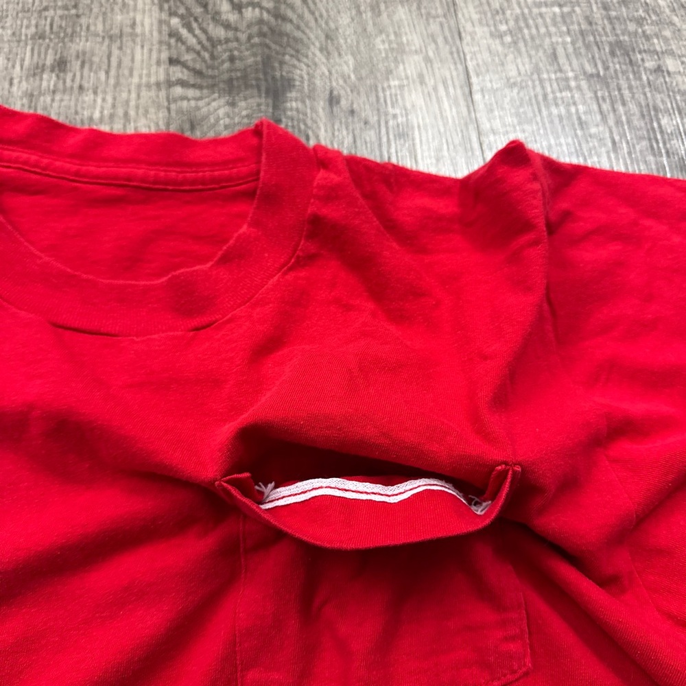 Vintage Red Blank Selvedge Pocket T Shirt Single Stitch - Picture 4 of 4